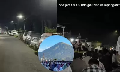 Intip Pesona Salat Id Berlatar Gunung Sindoro di Lapangan Garung Wonosobo yang Viral