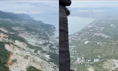 Potret Udara Kerusakan Pesisir Teluk Palu Picu Amarah Netizen, Jalur Hijau Kini Berubah Jadi Jalur Debu