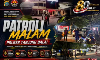 Jaga Kenyamanan Warga, Polres Tanjung Balai Gelar Patroli Malam Antisipasi Geng Motor 