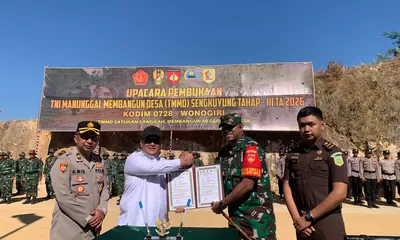 Dengan Lantang Pasiter Kodim 0728/Wonogiri Bacakan Laporan Pelaksanaan TMMD Sengkuyung Tahap III 2026