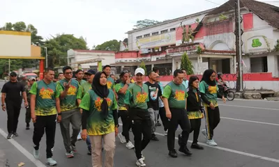 Jalan Santai, Senam Sehat, Kegiatan Rangkaian Festival Rakyat Nobar Bola Gembira digelar Kodim 0207/Simalungun.