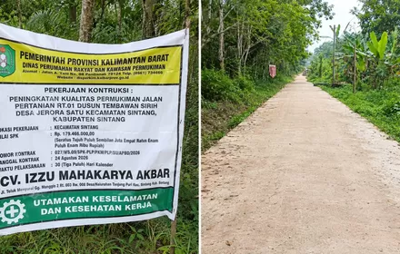 Rabat Beton Jalan Pertanian Sintang Mulai Mengelupas, Mutu Pekerjaan dan Pengawasan Dipertanyakan