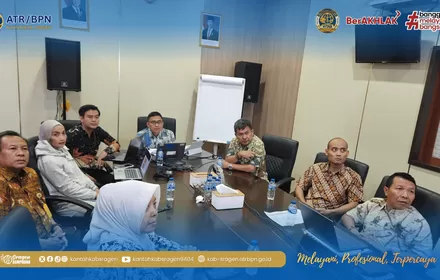 Kantor Pertanahan Kabupaten Sragen Ikuti Monitoring Tindak Lanjut Temuan Audit Inspektorat Jenderal dan Optimalisasi Sisa Belanja Pegawai untuk Perkua