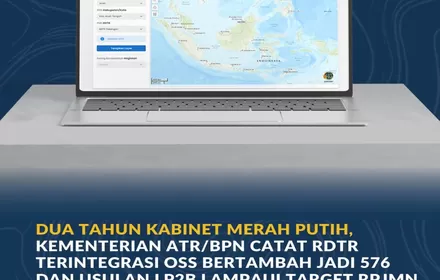 Dua Tahun Kabinet Merah Putih, Kementerian ATR/BPN Catat RDTR Terintegrasi OSS Bertambah Jadi 576 dan Usulan LP2B Lampaui Target RPJMN