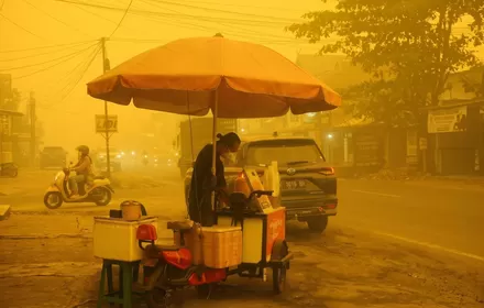 Viral Potret Kabut Asap Palangka Raya, Warganet Doakan Pedagang Tetap Sehat