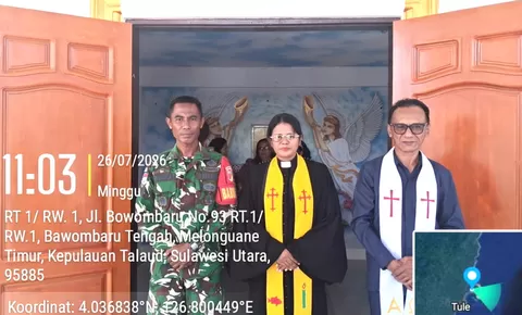 Babinsa Desa Bowombaru Serka Sarlis Pontoh Mengikuti Ibadah Sentral di Jemaat Germitha Maranatha Bowombaru Bowombaru, Minggu 26 Juli 2026