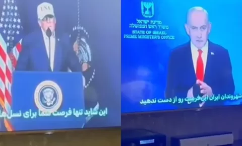 TV Iran diduga diretas, pidato Trump dan Netanyahu tiba-tiba muncul serukan warga bangkit