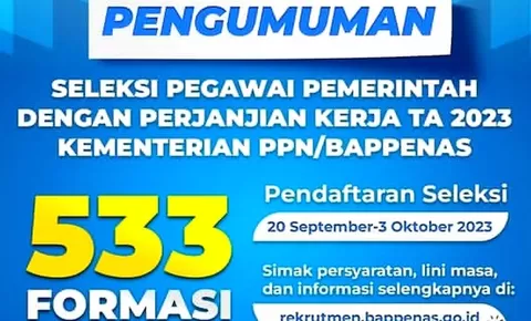Seleksi PPPK Kementerian PPN atau Bappenas Tahun 2023 Dibuka, Sediakan Total 533 Formasi  