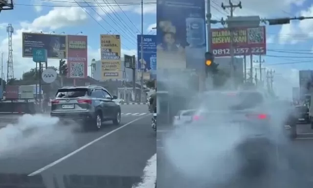 Viral! Wuling Almaz 'Ngebul' di Lampu Merah Jogja, Warga Khawatirkan Asap Putih Tebal