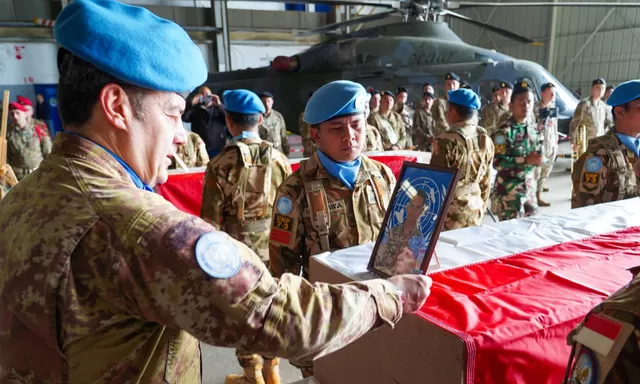 UNIFIL Gelar Upacara Penghormatan untuk Tiga Prajurit TNI yang Gugur di Lebanon