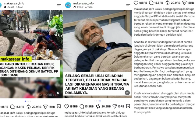 Dipastikan Hoaks! Satpol PP Sumedang Bantah Viral Kakek Penjual Keripik Ditendang Anggotanya