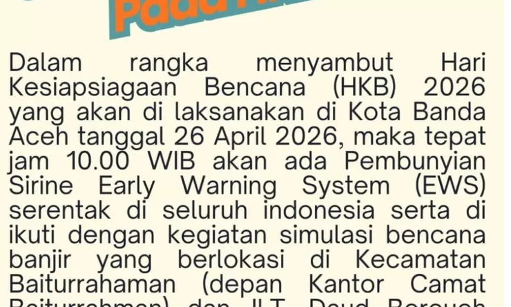 Jangan panik, sirine "bencana" akan bunyi pada 26 April