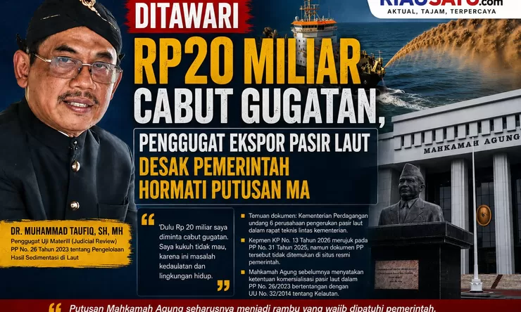 Ditawari Rp20 Miliar Cabut Gugatan, Penggugat Ekspor Pasir Laut Desak Pemerintah Hormati Putusan MA