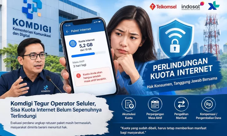Komdigi Tegur Operator Seluler, Sisa Kuota Internet Belum Sepenuhnya Terlindungi