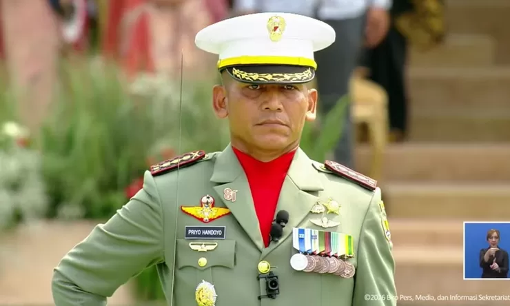 Sosok Kolonel Inf Priyo Handoyo dan Para Perwira Upacara saat HUT ke-81 Kemerdekaan RI