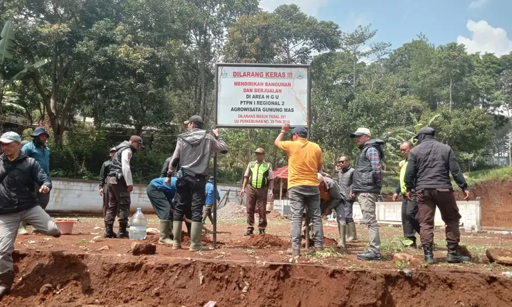 PTPN 1 Regional 2 Pasang 6 Plang di Lahan Ilegal Puncak