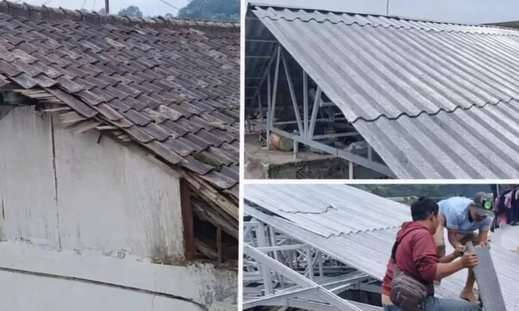 CSR Promedia Group dan SKI perbaiki atap rumah wartawan di Lembang yang hampir roboh, jadi lebih layak