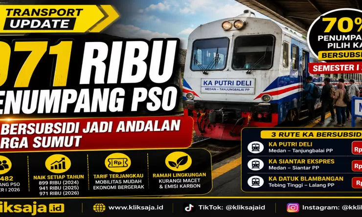 Layanan KA Bersubsidi Jadi Andalan Warga Sumut, KAI Catat Pertumbuhan Penumpang PSO Sepanjang Semester I 2026
