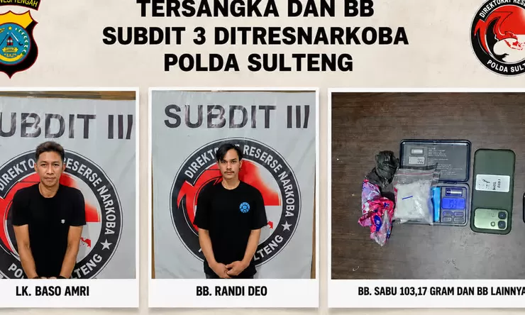 Petani dan Mahasiswa Bawa Sabu 103 Gram Ditangkap Polda Sulteng