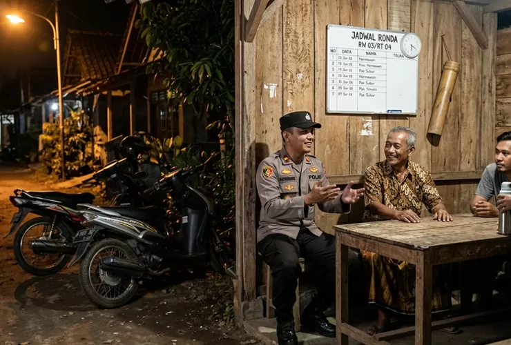 Polsek Rangkasbitung Patroli Dialogis Sambangi Warga di Pos Ronda Perum Mutiara Lebak