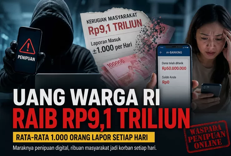 Marak Penipuan Digital, Uang Masyarakat Indonesia Raib Rp9,1 Triliun