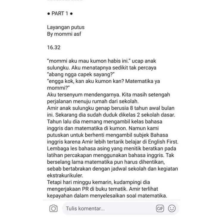 Layangan Putus Naskah Tulisan Asli Part I Lengkap Bagian Curhat Mommy Asf Viral Facebook