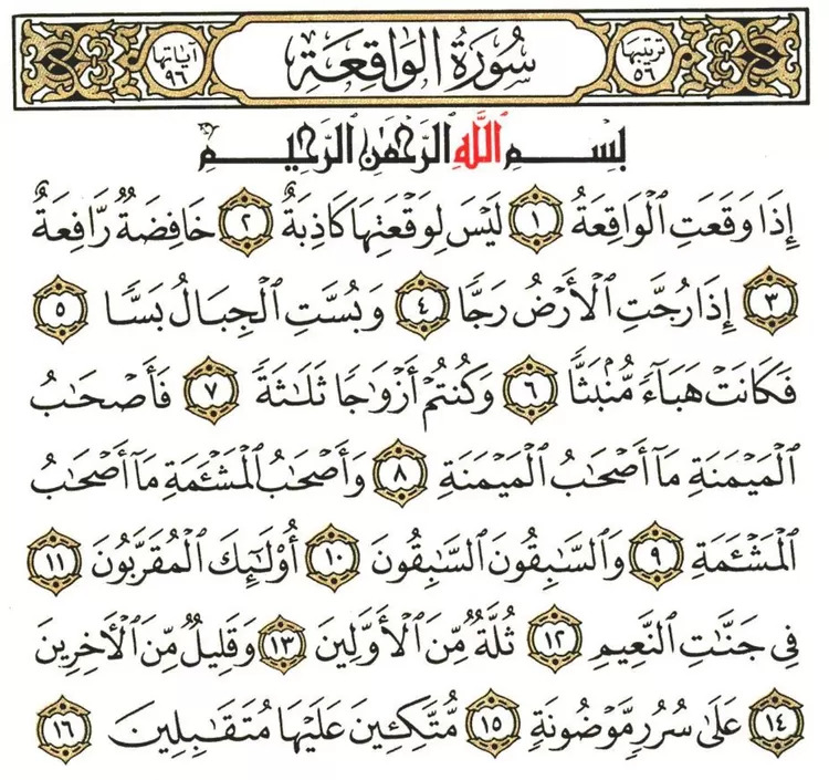 Surat Al Waqiah Ayat 1 96 Tulisan Arab Dan Latin Serta Terjemahan