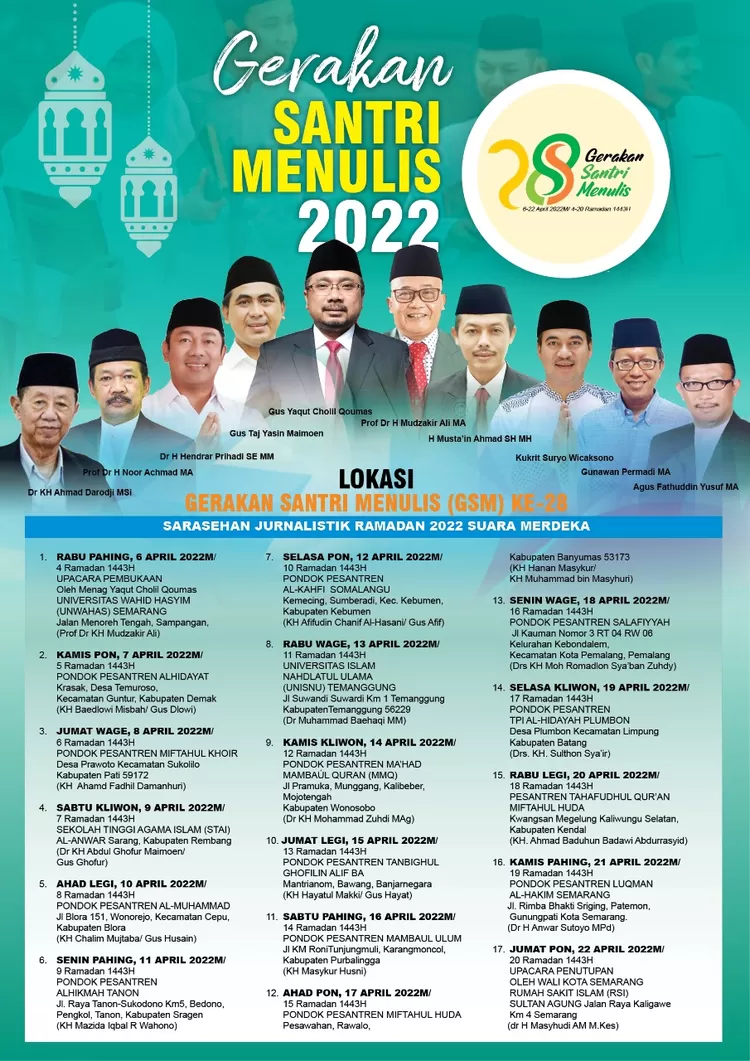 Menag Akan Buka Gerakan Santri Menulis 2022 Suara Merdeka, Diadakan Di ...