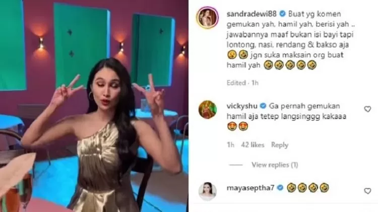 Dibilang gemukan, Sandra Dewi sindir netizen: Ini isinya bukan bayi