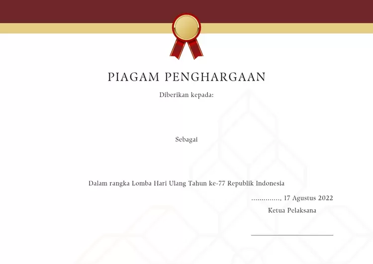 Desain Piagam Penghargaan Lomba Hut Ke Ri Keren Tema Merah Putih Langsung Download Dan