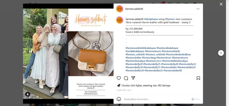 aureliehermansyah using #Hermes lindy mini bag in taurillon