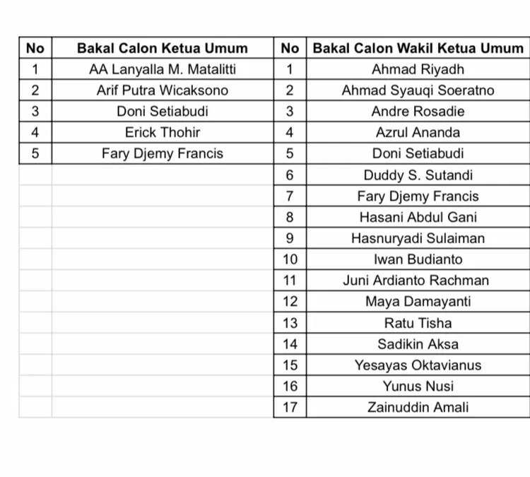 Komite Pemilihan Telah Umumkan Bakal Calon EXCO PSSI, Ada Nama-nama ...