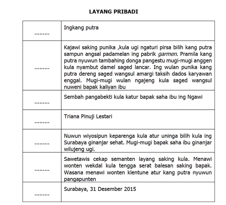 Kunci Jawaban Bahasa Jawa Kelas 8 Halaman 100, Ngurutke Teks Layang ...