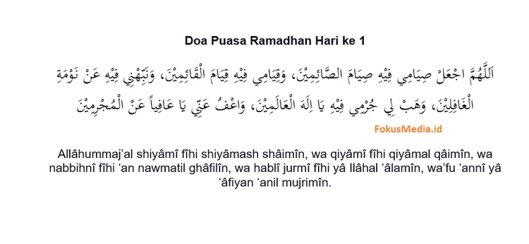 Doa Puasa Ramadhan Hari ke 1