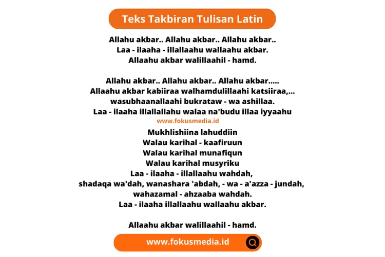 Teks Takbiran 1444 H Tulisan Latin, Lengkap Bacaan Takbiran Idul Fitri ...