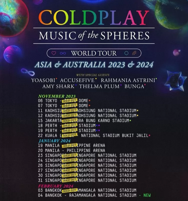 Coldplay Tambah Jadwal Konsernya di Bangkok Jadi Dua Hari, 3 dan 4