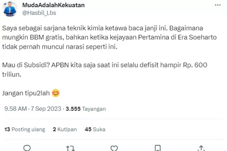 Hasbil Lubis kader Partai Demokrat sentil janji kampanye Muhaimin Iskandar yang menipu rakyat