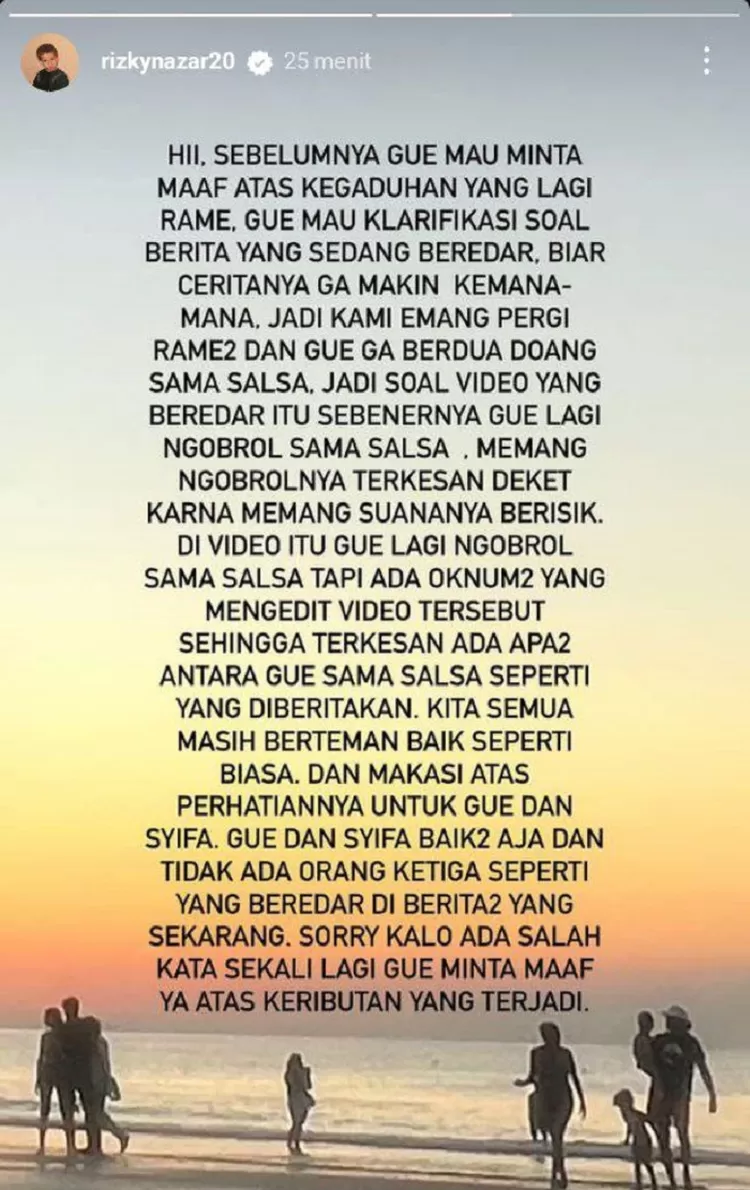 Story Instagram Rizky Nazar.