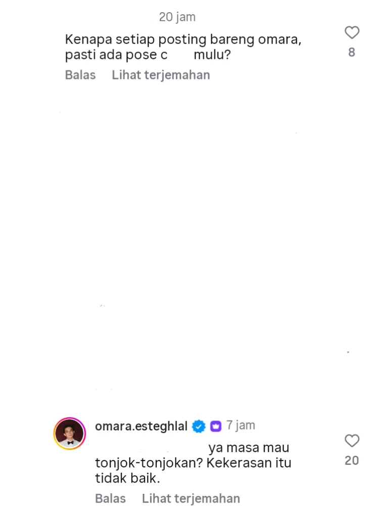 Omara Esteghlal balas komentar nyinyir netizen terkait pose dengan Prilly Latuconsina