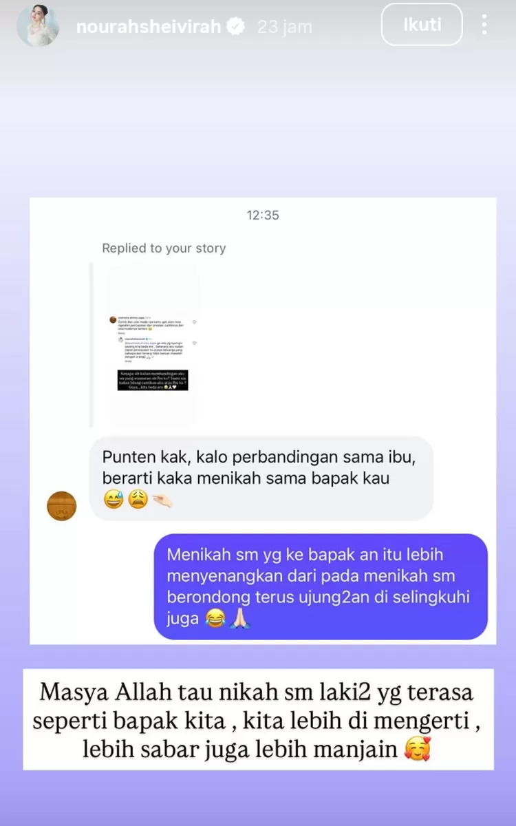 Nurah Syahfirah merespons pesan yang menyindir pernikahannya dengan Teuku Rafly