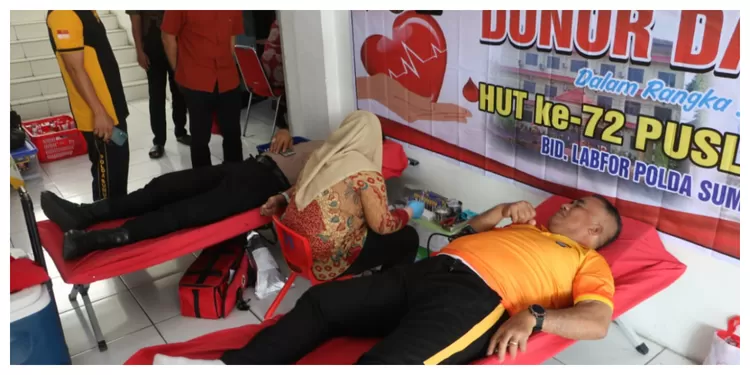 Labfor Poldasu adakan bakti sosial dan donor darah dalam rangka HUT ke 72 Labfor Polri. (Ogek Tanjung/Humas Poldasu) 