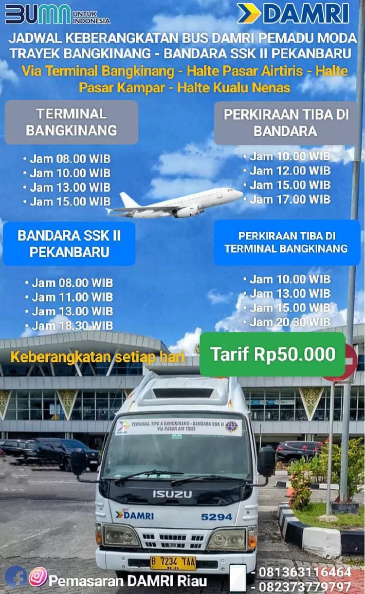 Trayek Pemadu Moda Rute Bandara SSK II Pekanbaru - Terminal Bangkinang ...