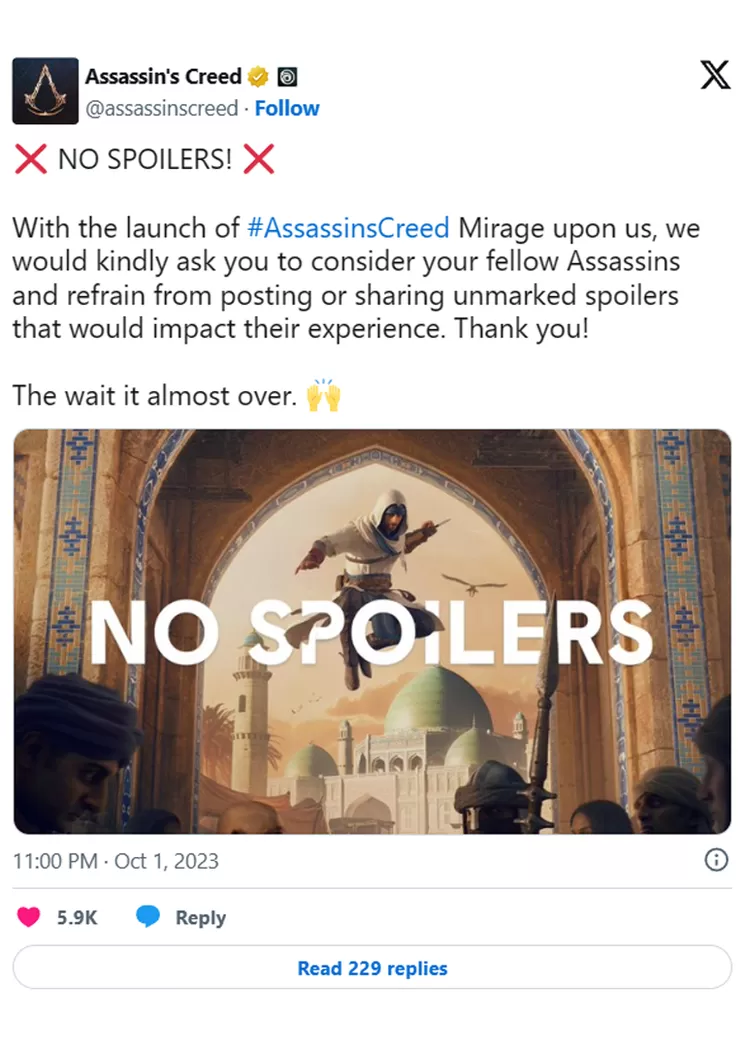 Ubisoft Tolong Jangan Bagikan Spoiler Assassins Creed Mirage Diorama