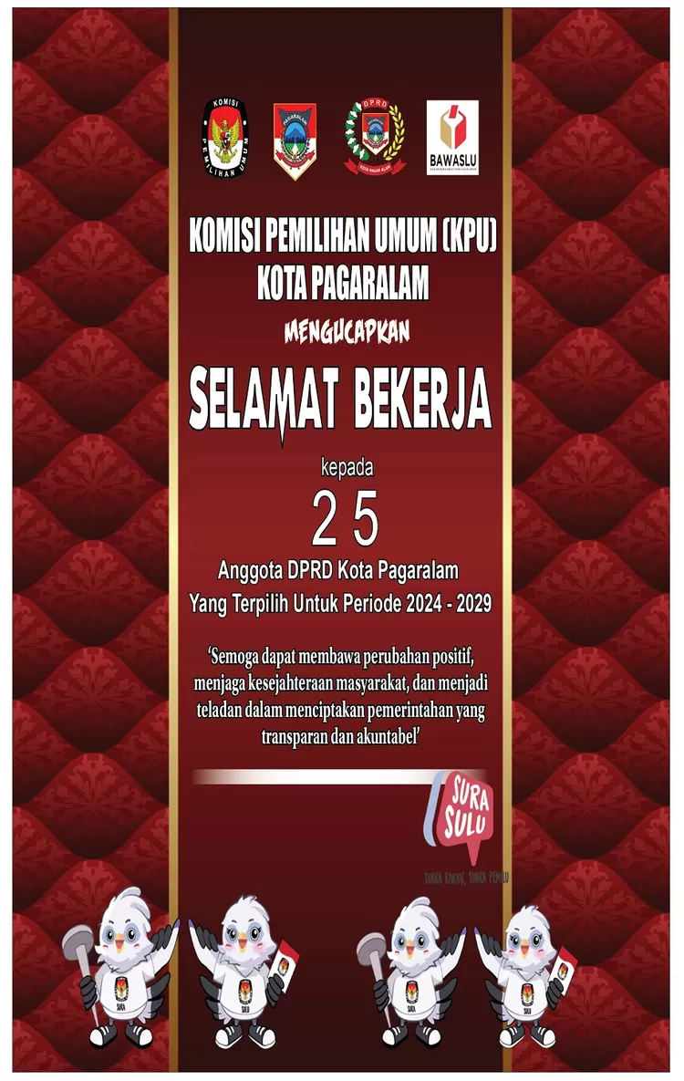 KPU Pagaralam Ucapkan Selamat Atas Dilantiknya 25 Anggota DPRD 