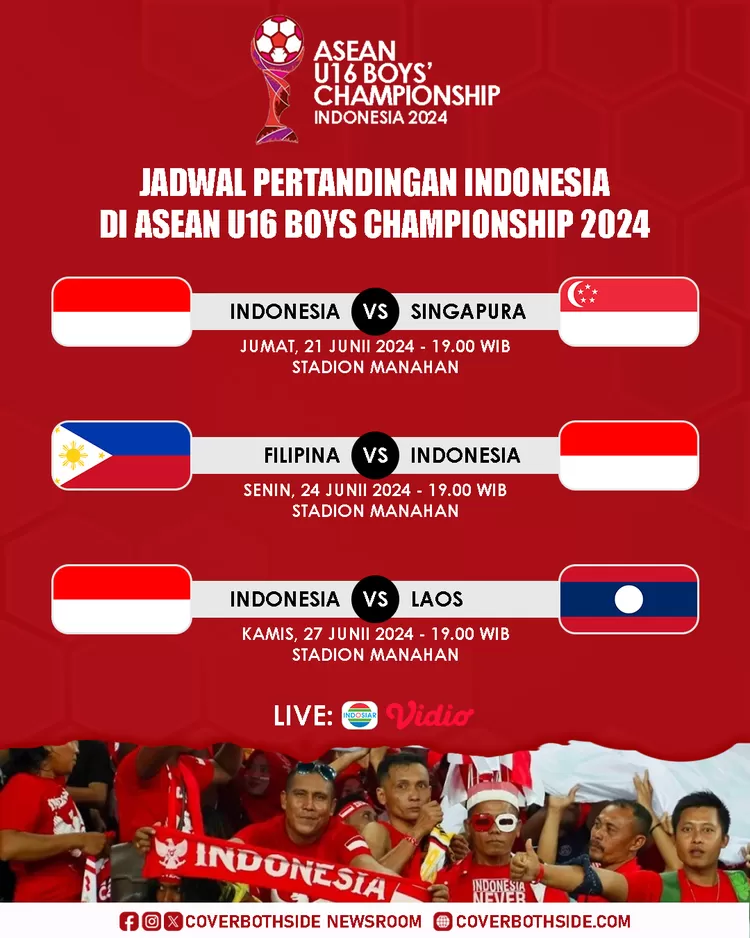 Jadwal Pertandingan Timnas Indonesia U16 di ASEAN U16 Boys Championship