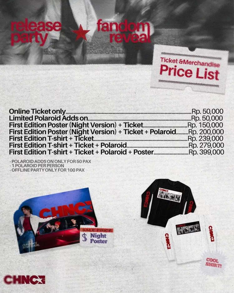 Pricelist release party dan fandom reveal CHNCE