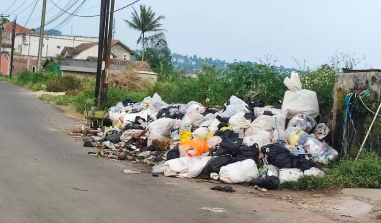 Penampakan tumpukan sampah juga berada di RT02 RW03 Desa Ngamprah di titik nan berbeda