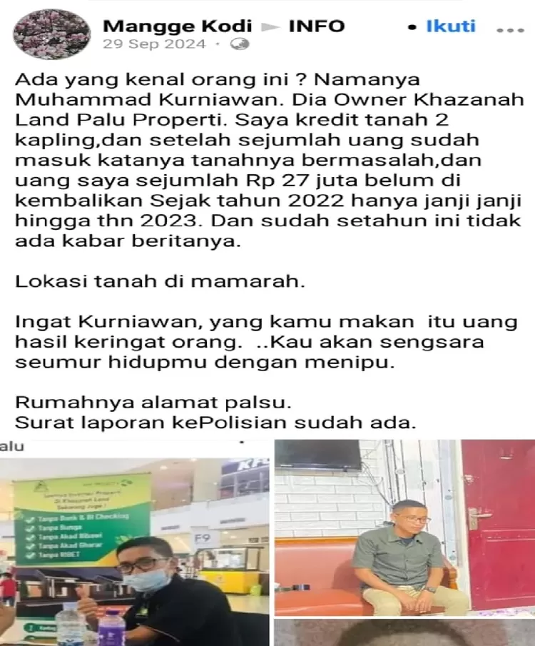 Korban lain oleh Muhammad Kurniawan suami dari Fitri Handayani yang tinggal di Pandere, Kecamatan Gumbasa, Sigi. Namun Fitri Handayani dan suami hilang dari Desa Pandere.