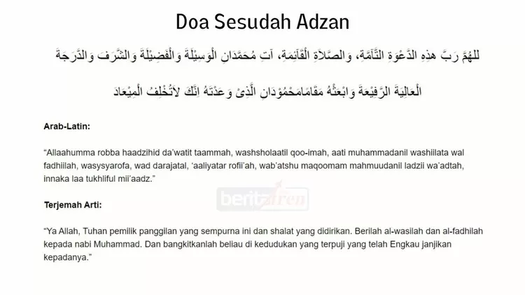 Doa Sesudah Adzan Lengkap Mulai Dari Arab Latin Hingga Terjemahannya