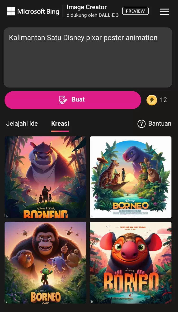 Membuat Poster Disney Pixar AI Di HP Pakai Bing Image Creator AI Yuk Bisa Edit Foto Jadi Disney